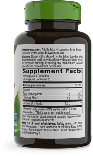 Slippery Elm Bark 1600mg 100 c
